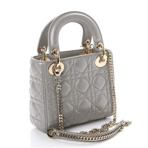 mini lady dior gray cannage|CHRISTIAN DIOR Lambskin Cannage Mini Lady Dior Gray.